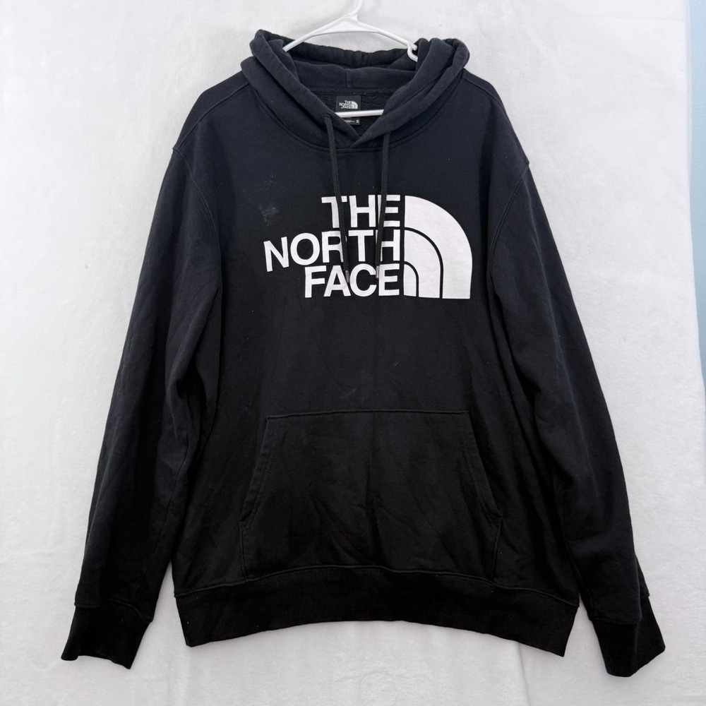 The North Face Hoodie Mens XL Black Logo Graphic Fleece Pullover Sweatshirt